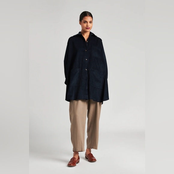 NWOT Athena Newton Corduroy Smock Blouse - Ink - Picture 3 of 7